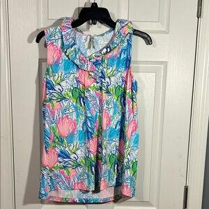 Lulu-B Vibrant Floral Tank Top - Blue, Pink, Green